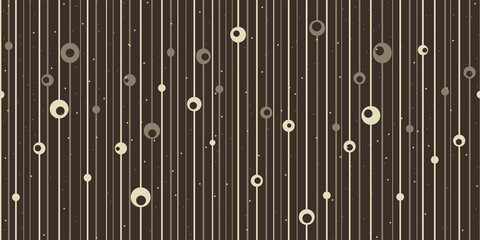 Circles and lines, seamless pattern. Brown and beige colors. Design for cover, fabric, wrapping paper, background, wallpaper. Vector.