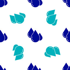 Blue Water drop icon isolated seamless pattern on white background. Vector Illustration.
