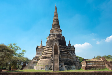 Fototapeta na wymiar WAT PHRASISANPETH in Ayutthaya, Thailand. It is part of the World Heritage Site - Historic City of Ayutthaya.