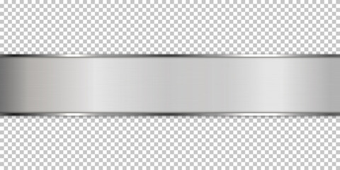 silver ribbon banner on transparent background	
