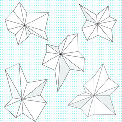 A set of dynamic abstract geometric star shaped design elements
