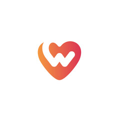 initial letter W logo and love design template