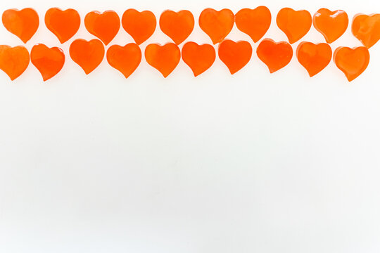 Colorful Heart form Jelly on the white floor