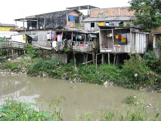 Shanty town in Manaus Amazonia, Brazil - A favela is a specifically portuguese word for a shanty...