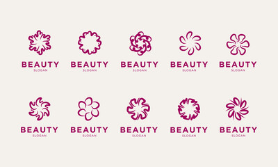 logo design template, with flower petal set icon