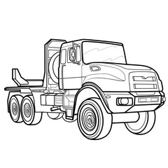 sketch of a big truck, coloring, isolated object on a white background, vector illustration,