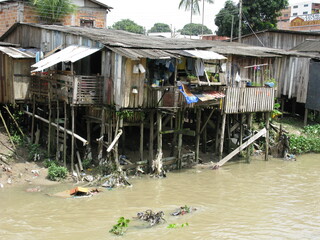 Shanty town in Manaus Amazonia, Brazil - A favela is a specifically portuguese word for a shanty...