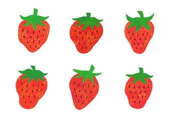 水彩風テクスチャのいちごのベクターイラストセット