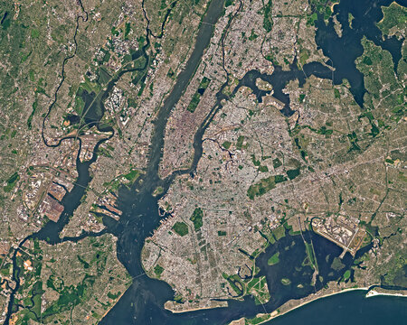 Satellite image of New York in summer