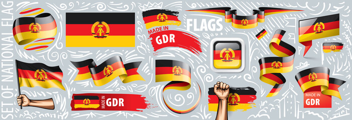 Vector set of the national flag of GDR in various creative designs