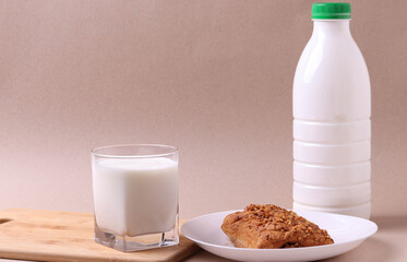 fresh baked bakery products and milk