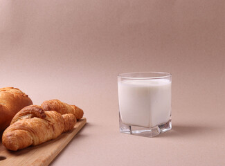 fresh baked bakery products and milk