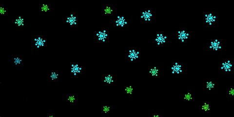 Fototapeta na wymiar Dark blue, green vector pattern with coronavirus elements.