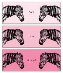 Fototapeta na wymiar Plains Zebra triptych Dare to be differnt