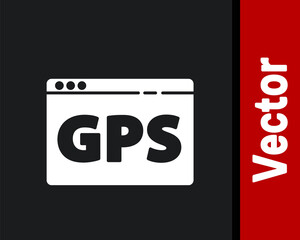 White Gps device with map icon isolated on black background. Vector Illustration.