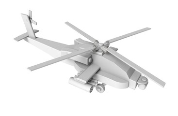 White 3D rendering helicopter toy model