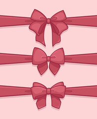 Set of beautiful pink gift ribbons with bows, decoration for greeting card and banners, vector illustration - 363505806