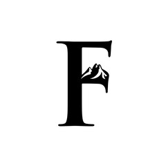 Letter F Mountain Logo Design Vector