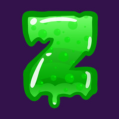 Slime font type letter Z latin alphabet. Green bubbling toxic mold