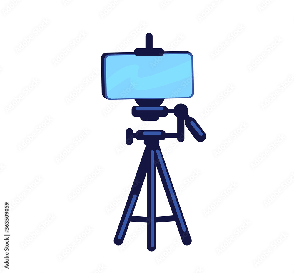 Aufkleber phone on tripod flat color vector object