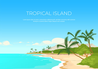 Fototapeta na wymiar Tropical island banner flat vector template