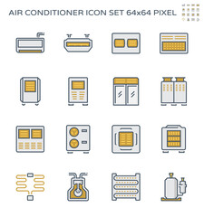 Air conditioner and air compressor vector icon set design, 64x64 pixel perfect and editable stroke.