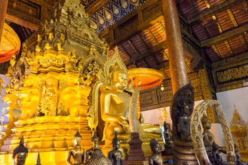Buddha Statue at Wat Phra That Si Chom Thong Worawihan in Chom Thong District, Chiang Mai, Thailand. The Monastery was originally built in 15th century.