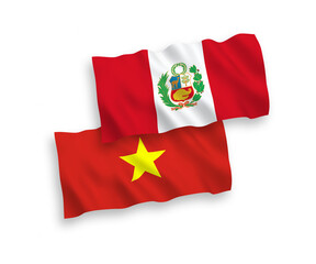 Flags of Peru and Vietnam on a white background