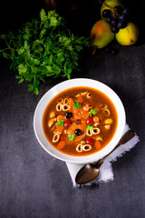 Czerninaa with noodles is a traditional Polish soup