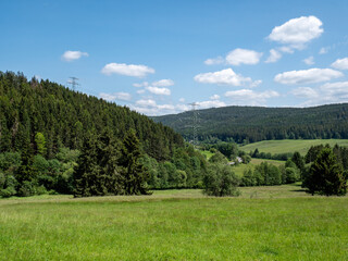 Fototapeta na wymiar Blick über den Thüringer Wald Berge Naherholungsgebiet in Deutschland