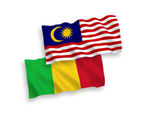 Flags of Mali and Malaysia on a white background