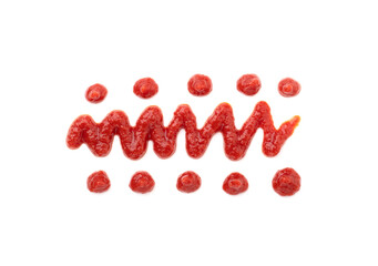 Zigzag of tomato ketchup on an isolated white background