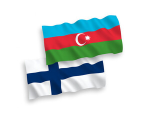 Flags of Finland and Azerbaijan on a white background