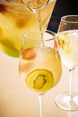 summr lemonade with kiwi fruits and strawberries