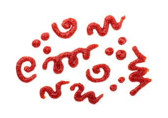 a collection of different ketchup patterns isolated on a white background