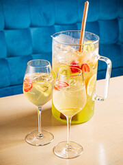 summr lemonade with kiwi fruits and strawberries