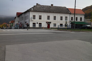 Main square in Plesivec, middle-eastern Slovakia
