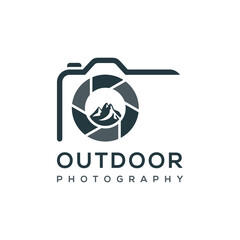 Mountain Photo Logo Vector Icon Design