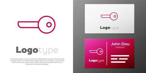 Naklejka premium Logotype line Key icon isolated on white background. Logo design template element. Vector Illustration.