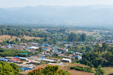 Fototapeta na wymiar Yun Lai Viewpoint in Santichon Village, Pai, Mae Hong Son Province, Thailand.