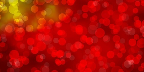 Light Red, Yellow vector template with circles. Colorful illustration with gradient dots in nature style. New template for a brand book.