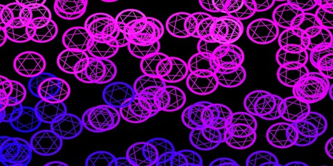 Dark Purple, Pink vector pattern with magic elements.