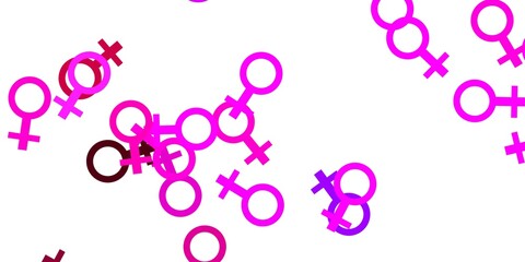 Light Purple, Pink vector backdrop with woman's power symbols.