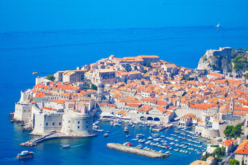 Best view of Dubrovnik . Medieval Town in Croatia . Historical settlement at Adriatic Sea Coast 