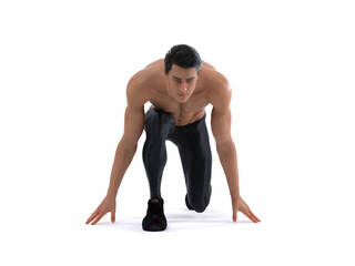 Obraz premium 3D Rendering : a running mesomorph (muscular) male character