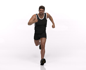 3D Rendering :  a running muscular male character