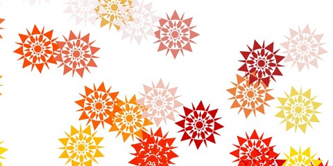 Light orange vector template with ice snowflakes.