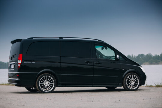 Mercedes Benz V-Class luxury van near river