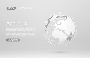 Concept global planet earth point grey background.