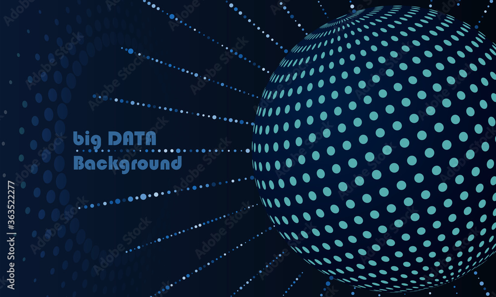 Poster big data concept with globe and dots blue colors